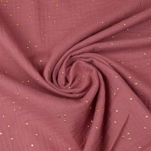 Double gaze rose pois doré