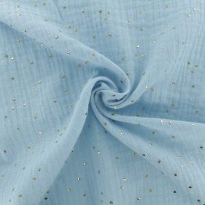 Double gaze bleu pois doré
