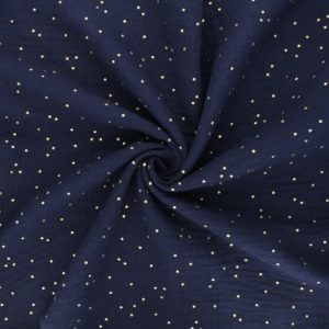 Double gaze bleu marine pois doré