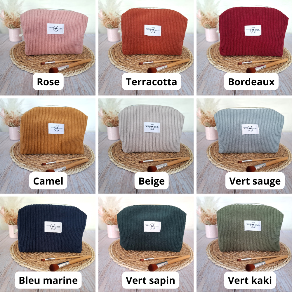 Trousse de toilette personnalisée en velours côtelé – Image 3