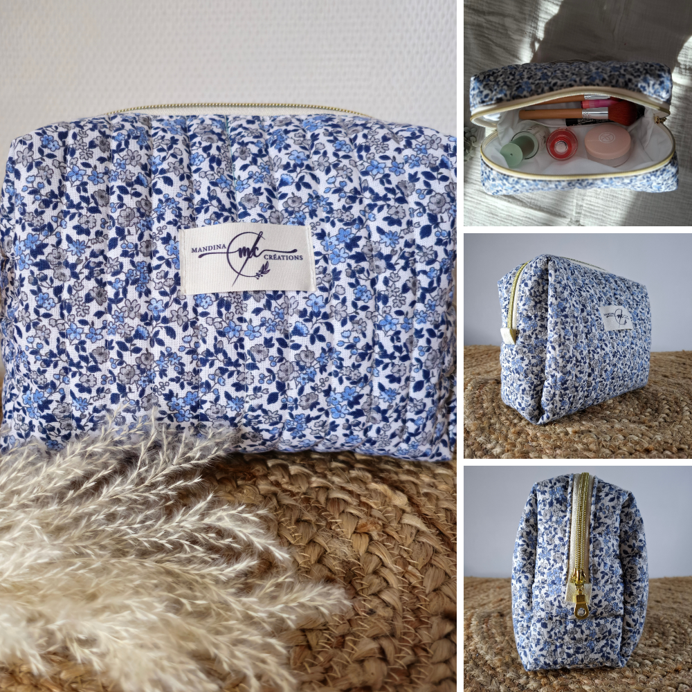 Trousse de toilette matelassée personnalisée – Coton floral – Image 2