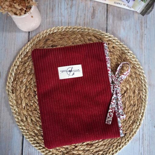 pochette pour livre de poche velours côtelé huggy bordeaux