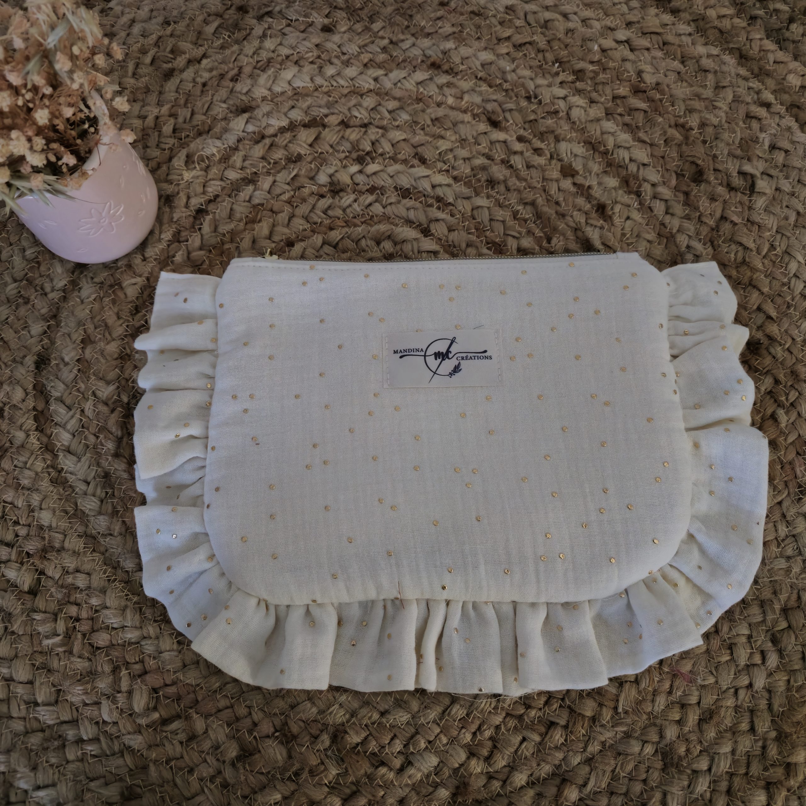 Pochette plate volantée pois dorés à personnaliser – Image 12