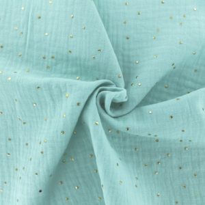 Double gaze bleu menthe pois doré