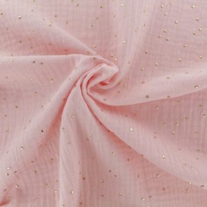 double gaze rose clair pois doré