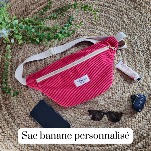 sac banane velours côtelé personnalisé