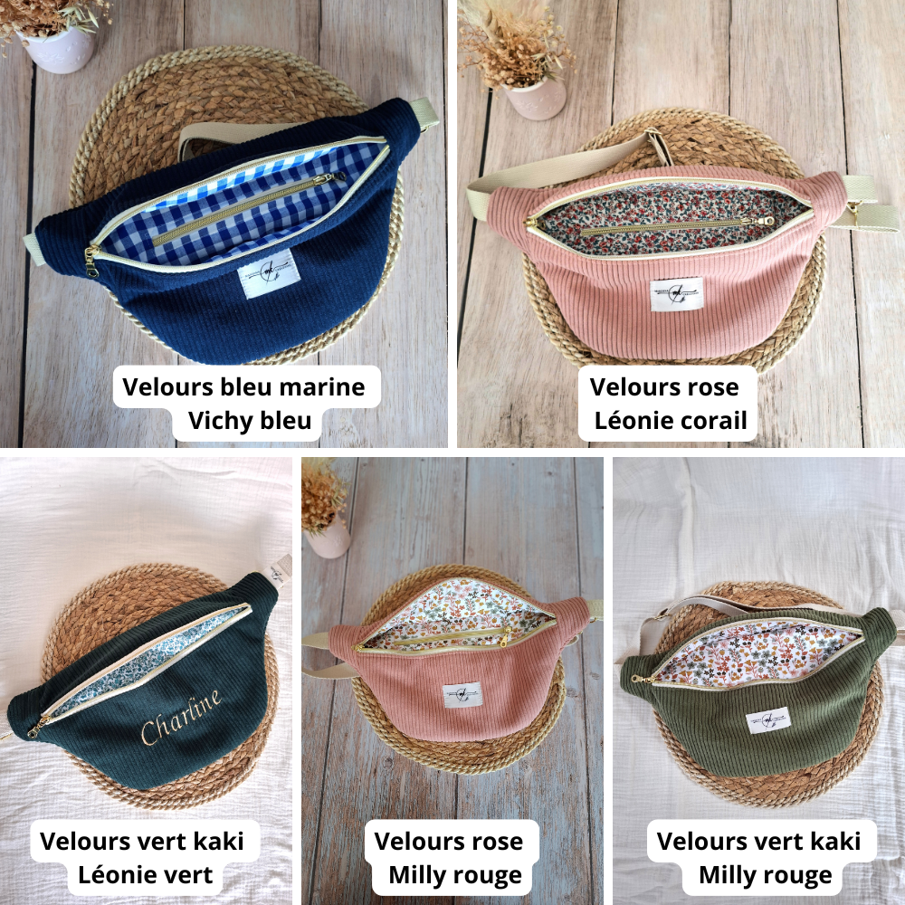 sac banane bleu marine vichy bleu rose léonie corail vert sapin léonie vert rose milly rouge vert kaki milly rouge