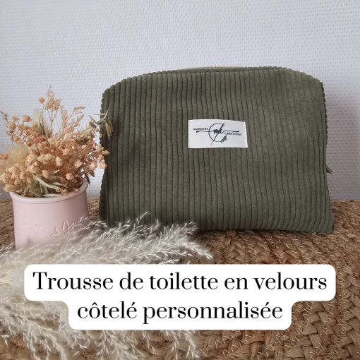 Trousse de toilette en velours côtelé personnalisée
