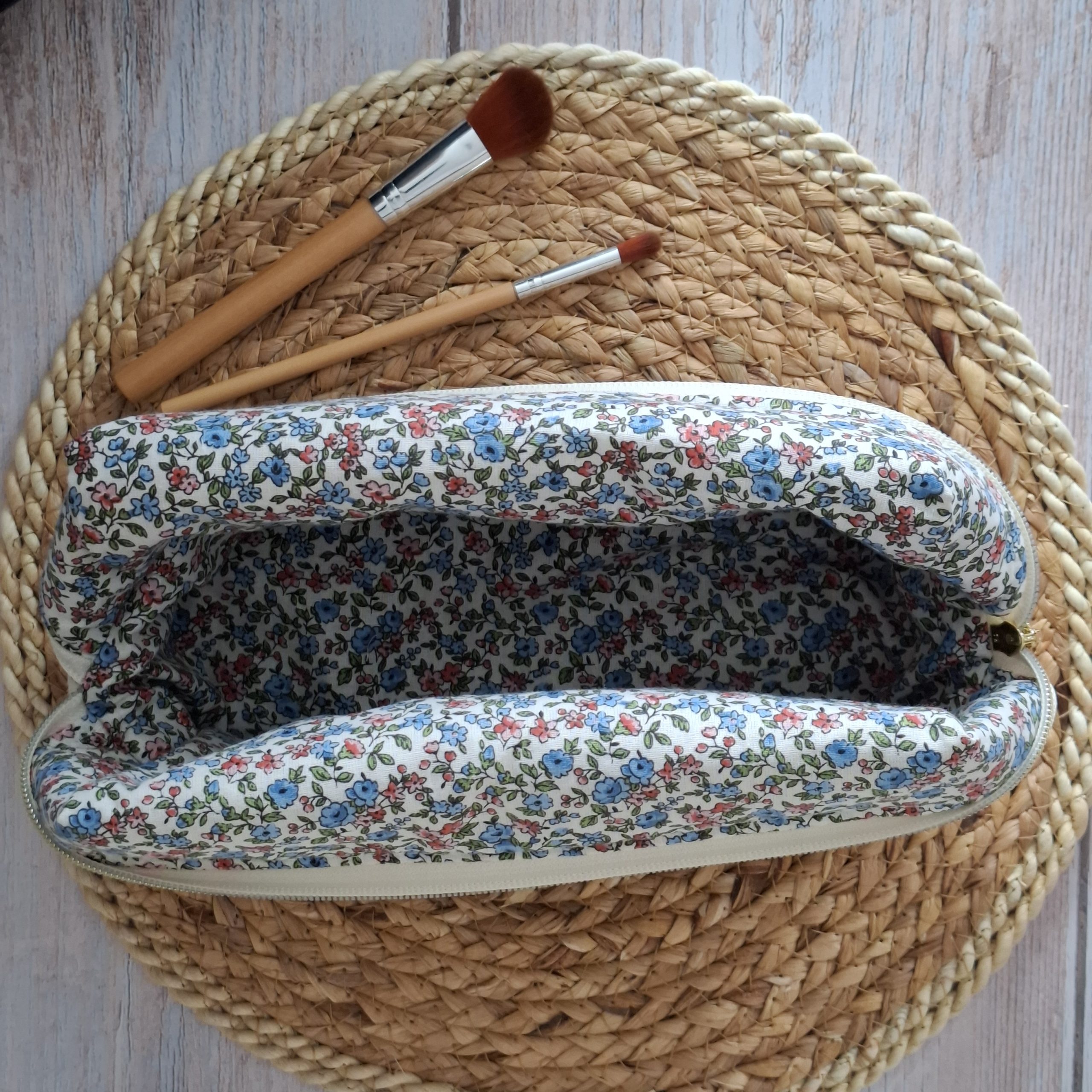 Trousse de toilette velours côtelé bordeaux