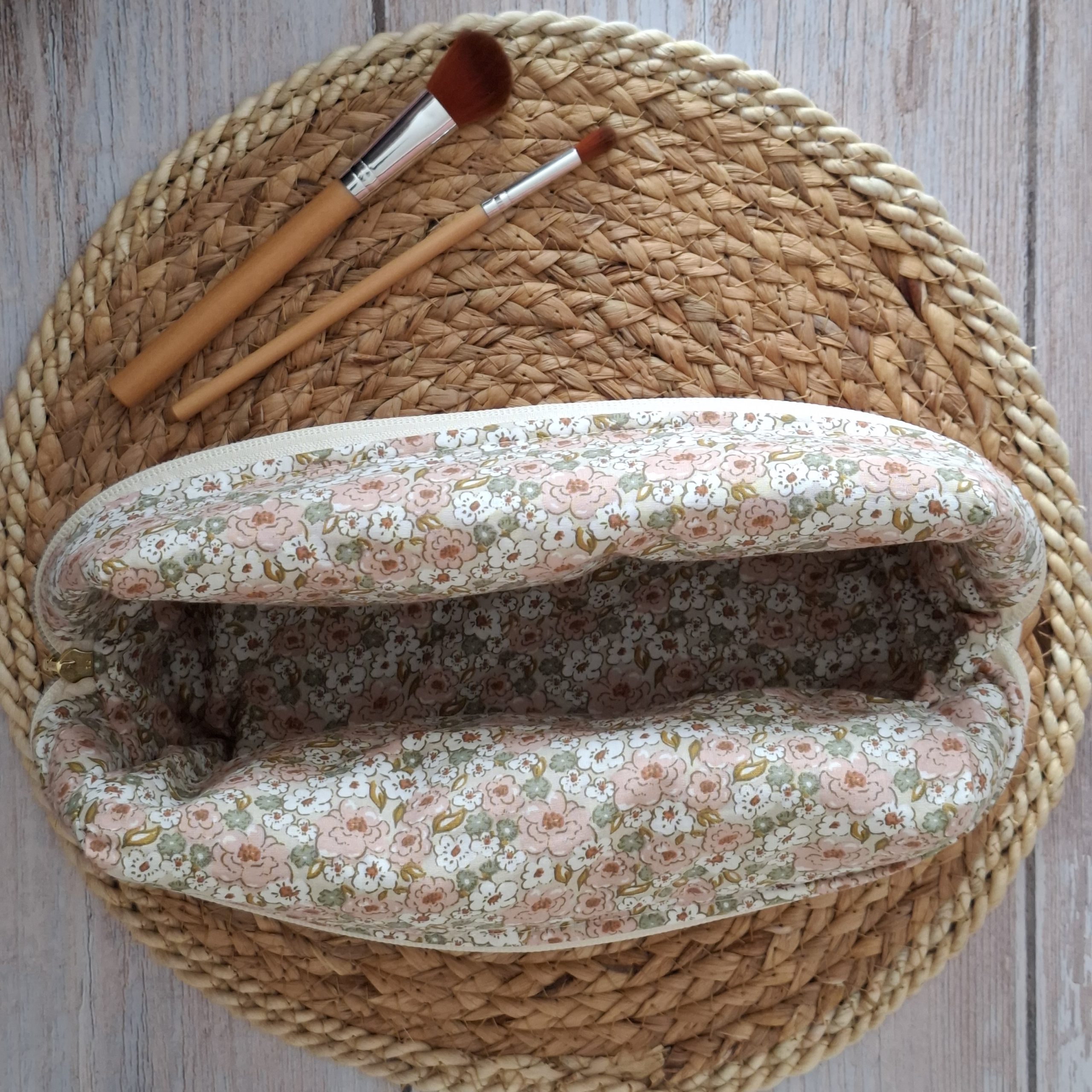 Trousse de toilette velours côtelé bois de rose