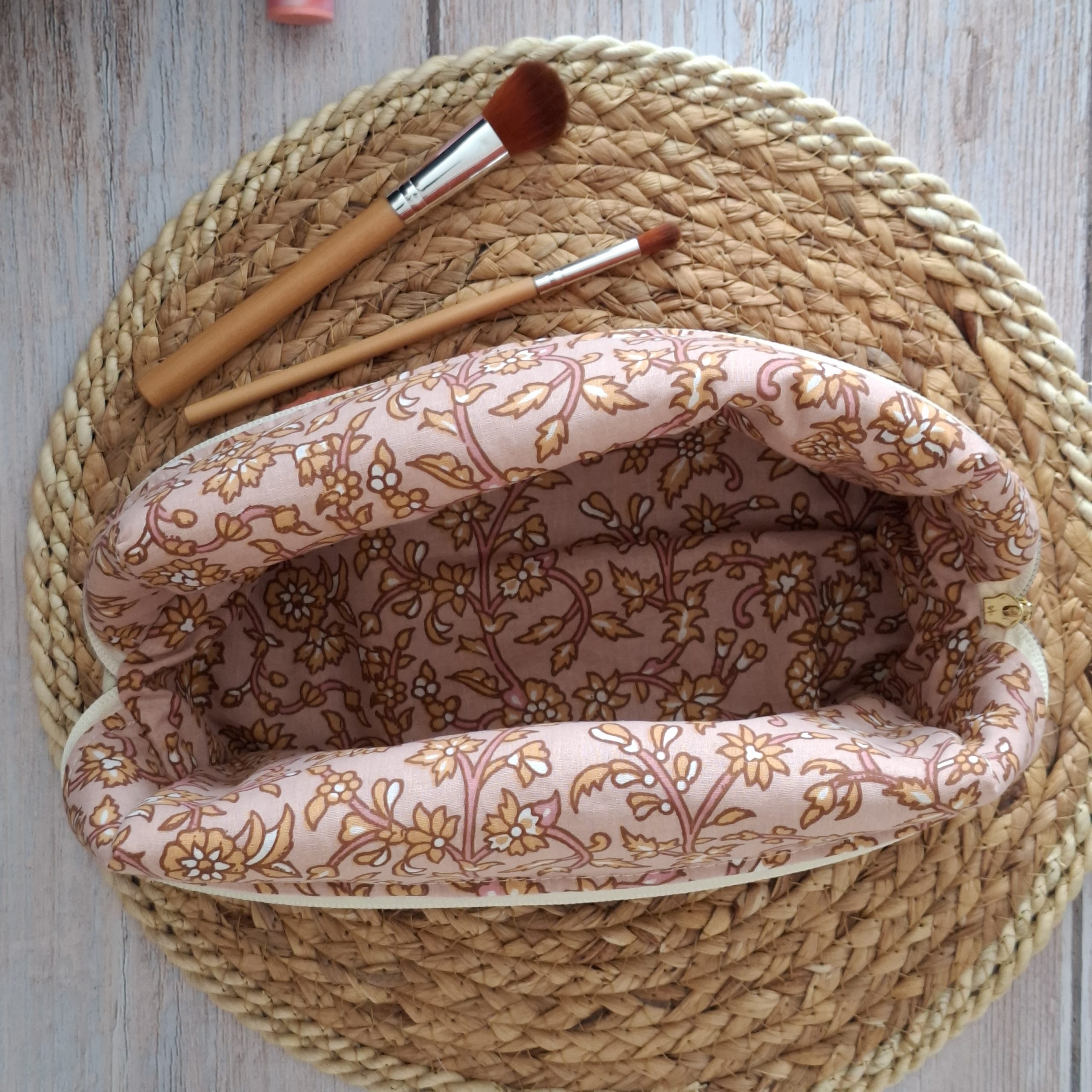 Trousse de toilette velours côtelé terracotta
