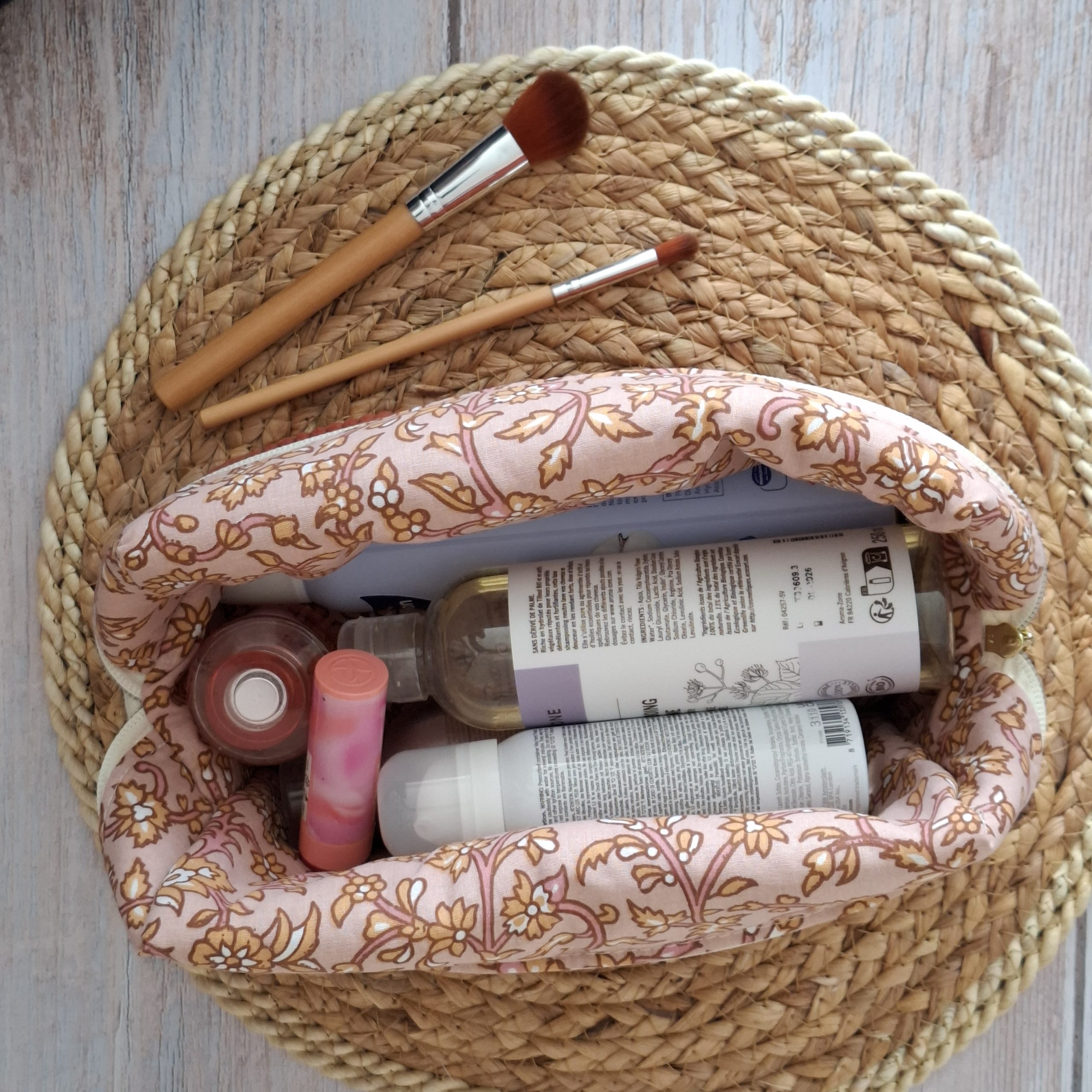 Trousse de toilette velours côtelé terracotta