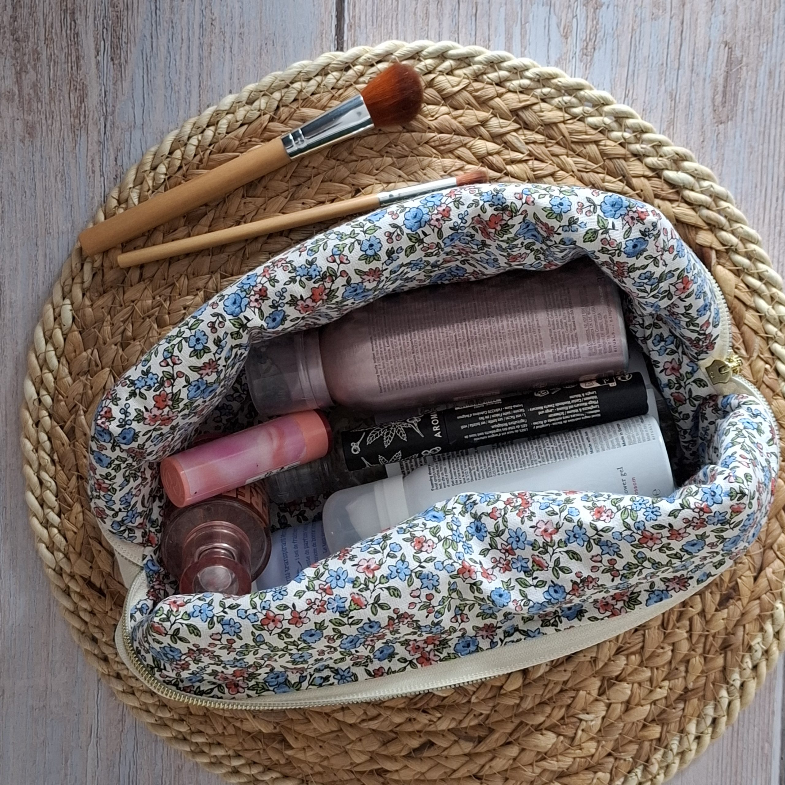 Trousse de toilette velours côtelé vert sapin