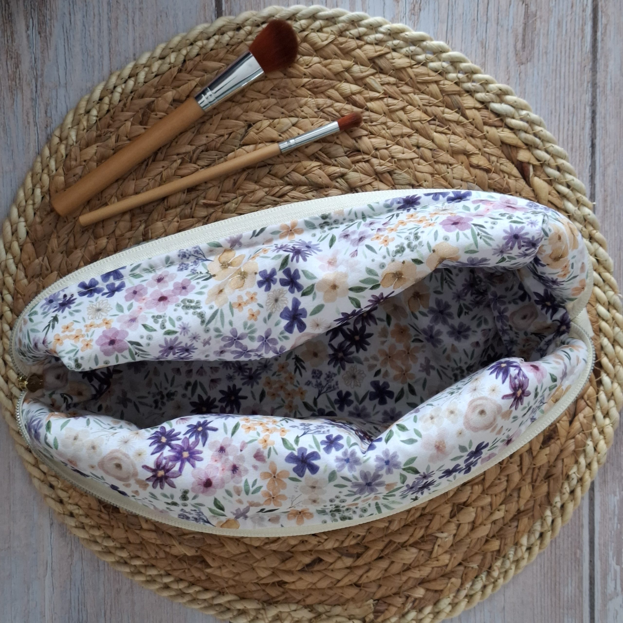 Trousse de toilette velours côtelé vert sauge