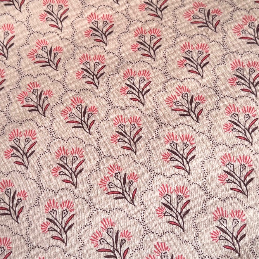 Tissu Double gaze fleurs Luly