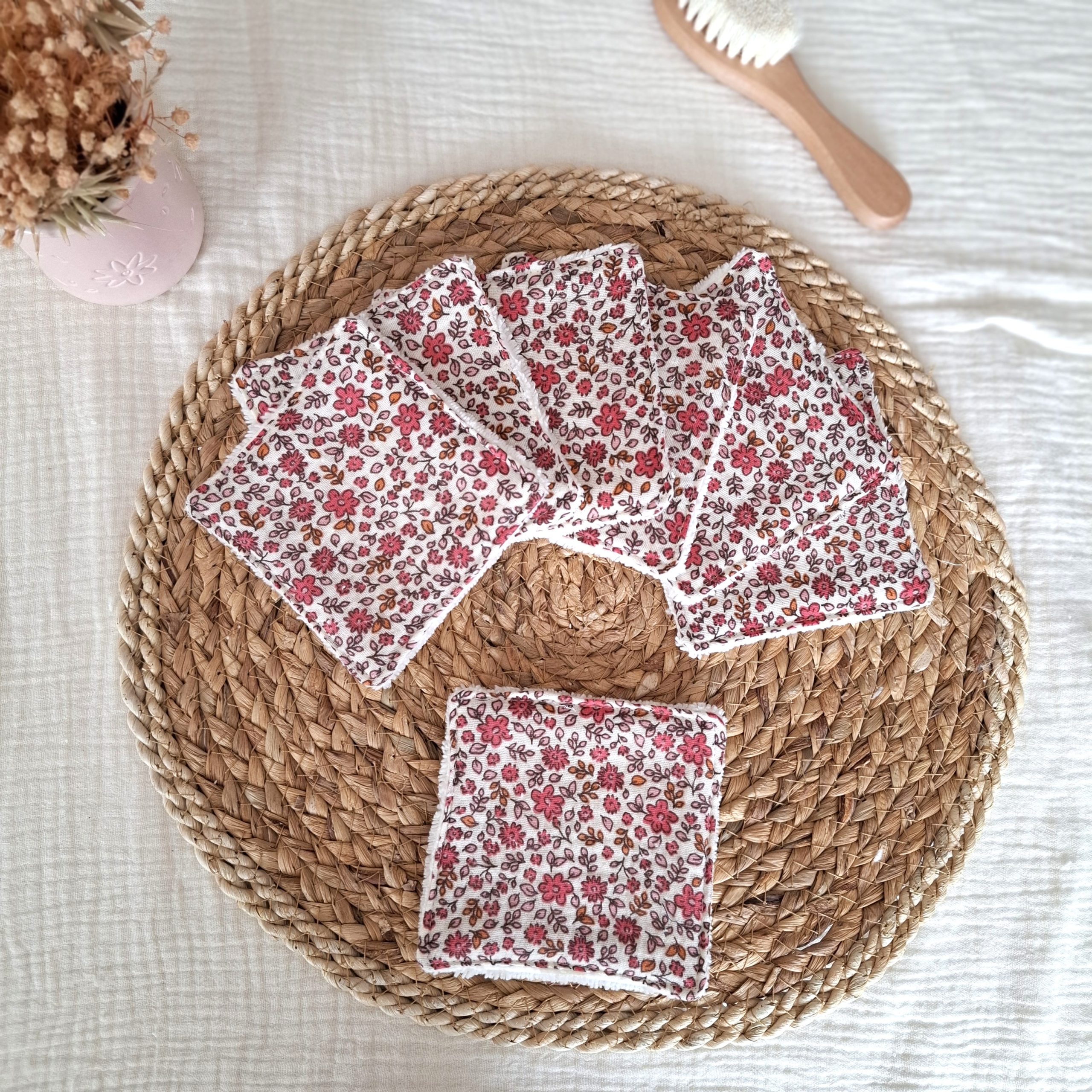 Lingettes lavables tissus double gaze de coton Anouchka