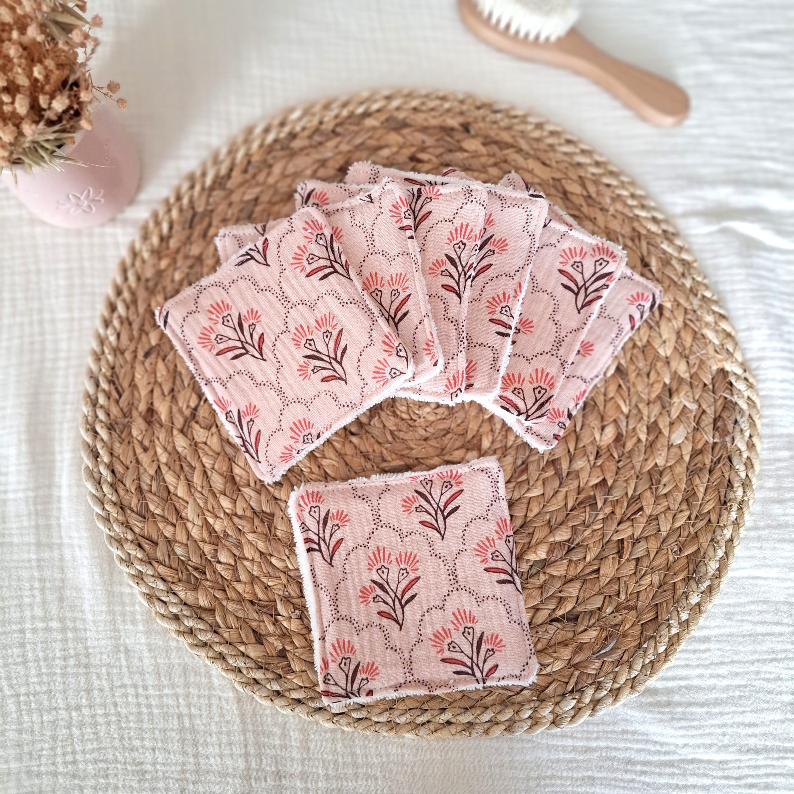 Lingettes lavables tissus double gaze de coton