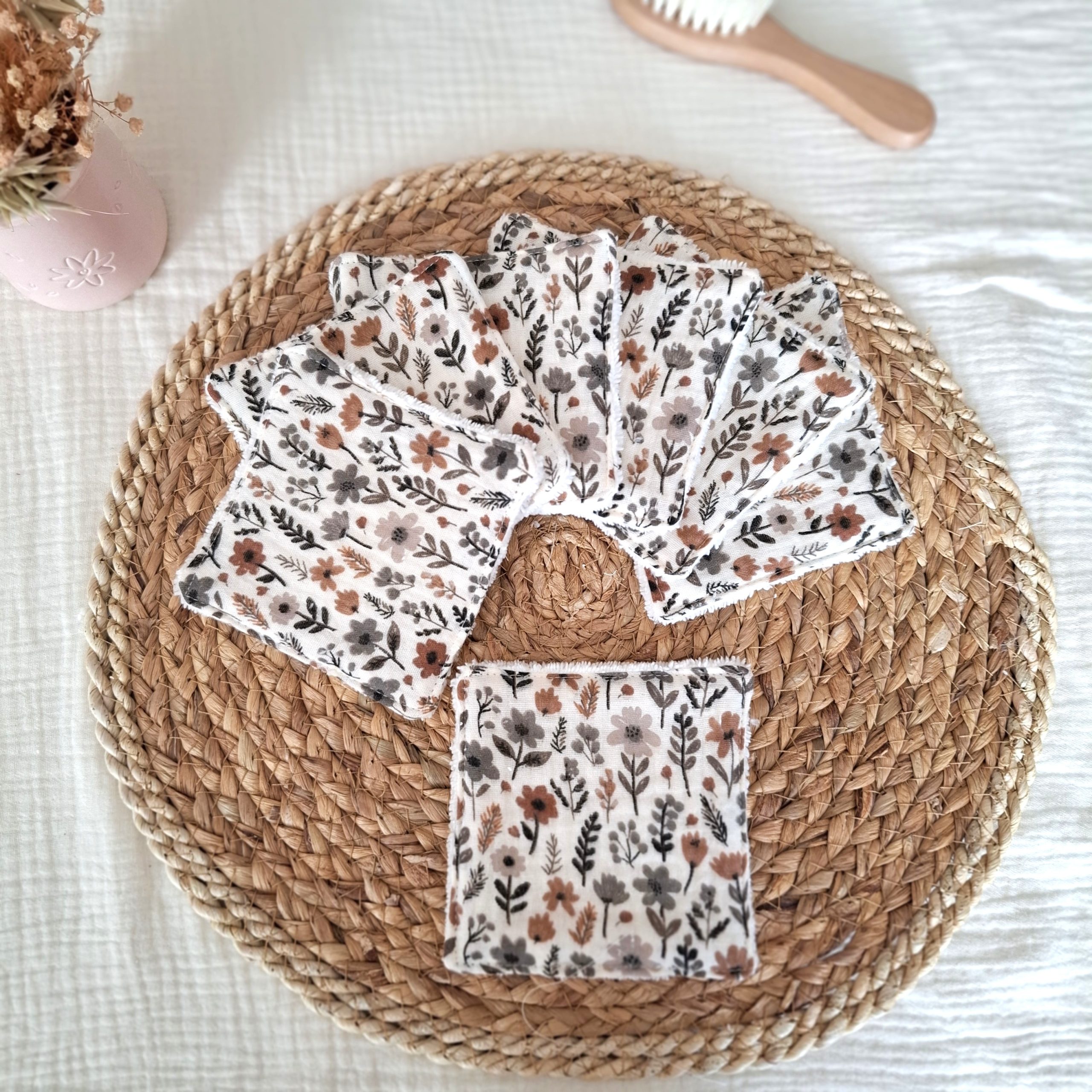 Lingettes lavables tissus double gaze de coton Maddy
