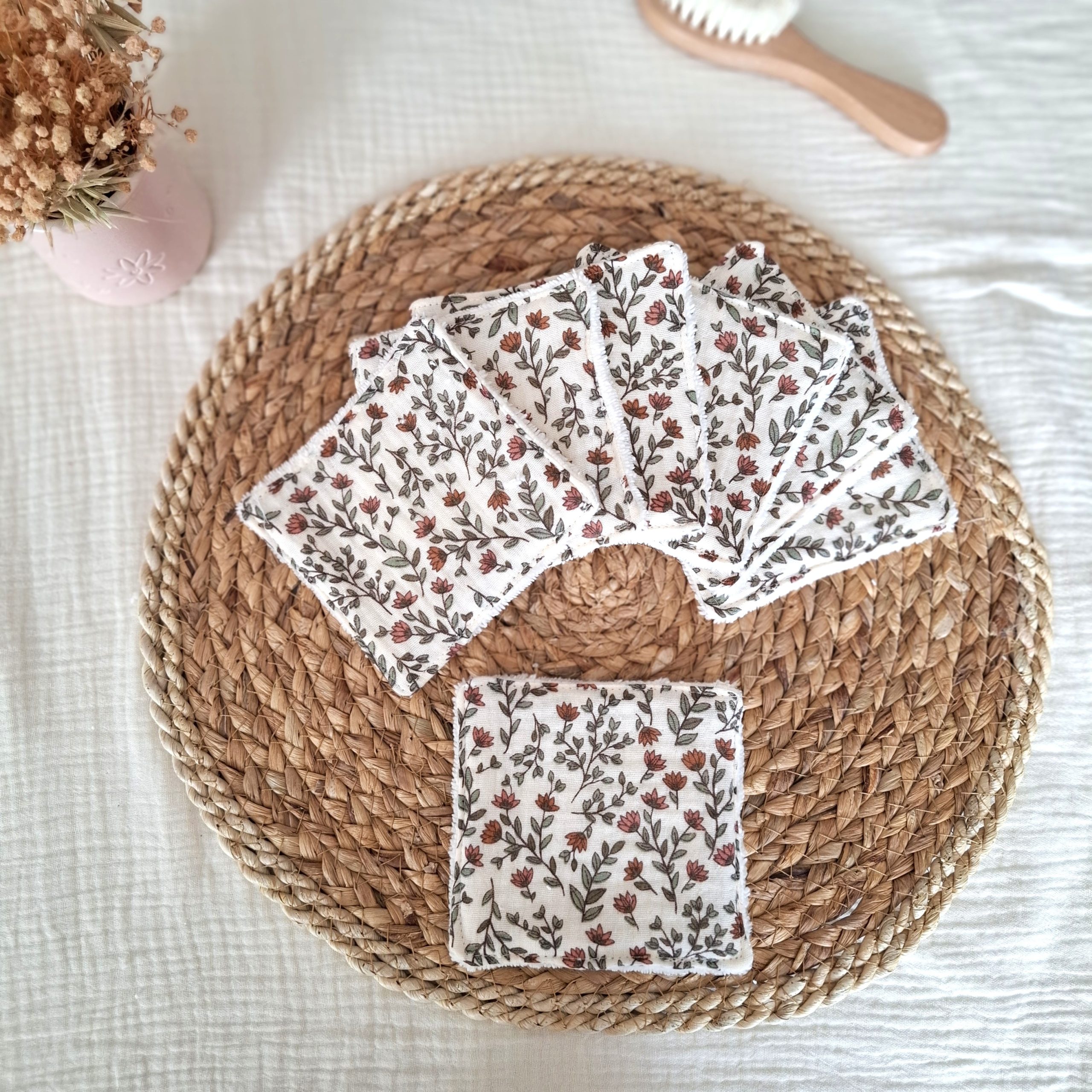 Lingettes lavables tissus double gaze de coton
