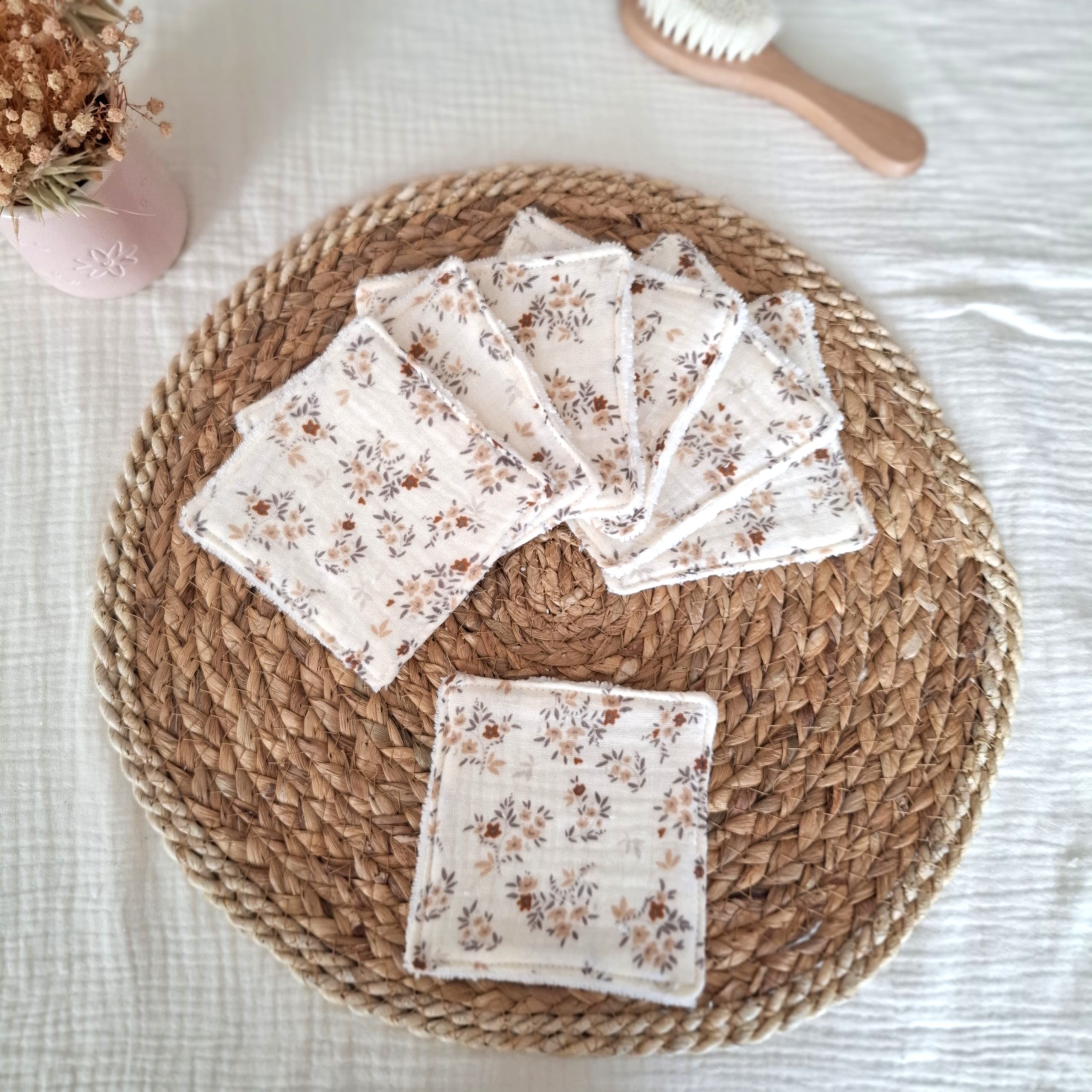 Lingettes lavables tissus double gaze de coton Namra