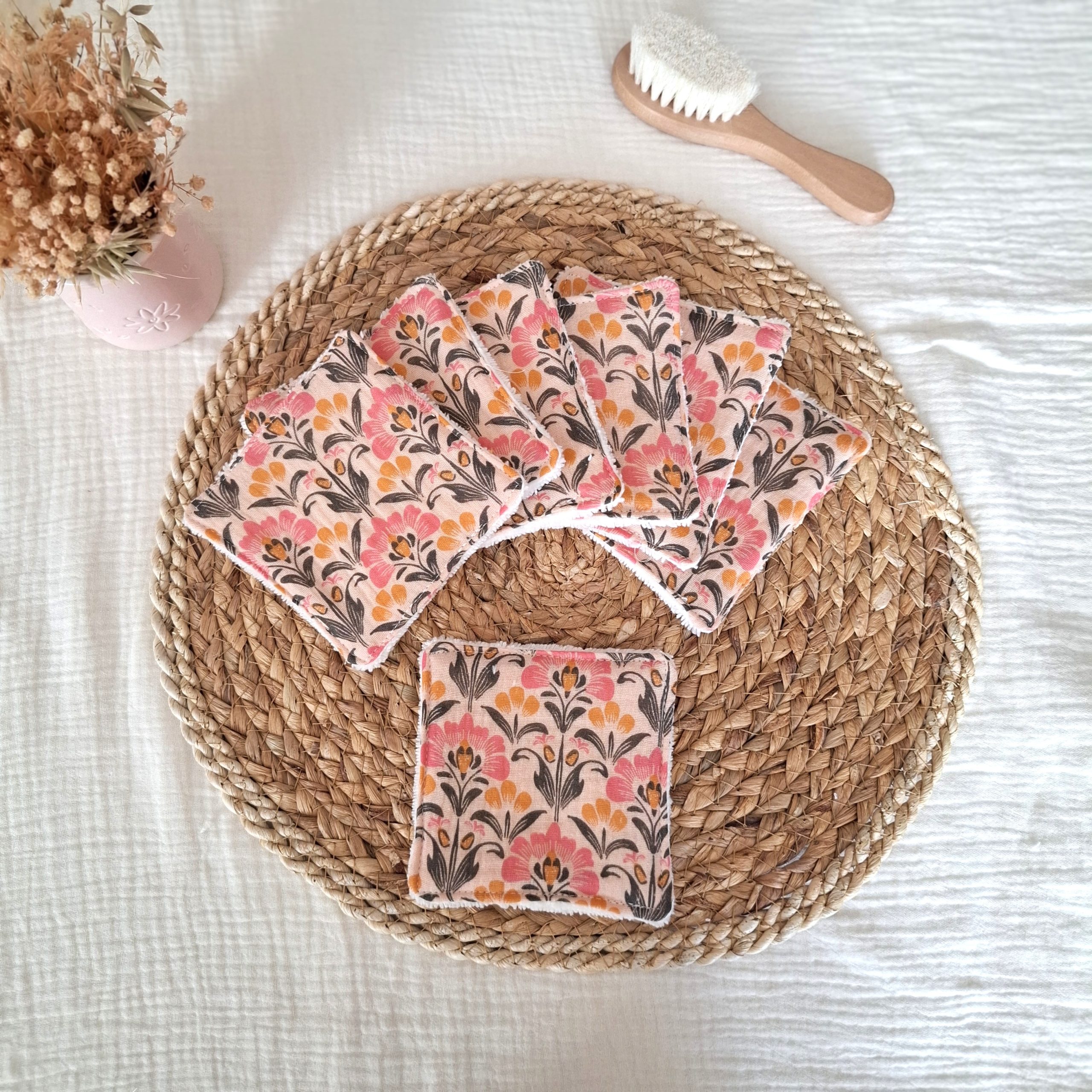 Lingettes lavables tissus double gaze de coton Salima