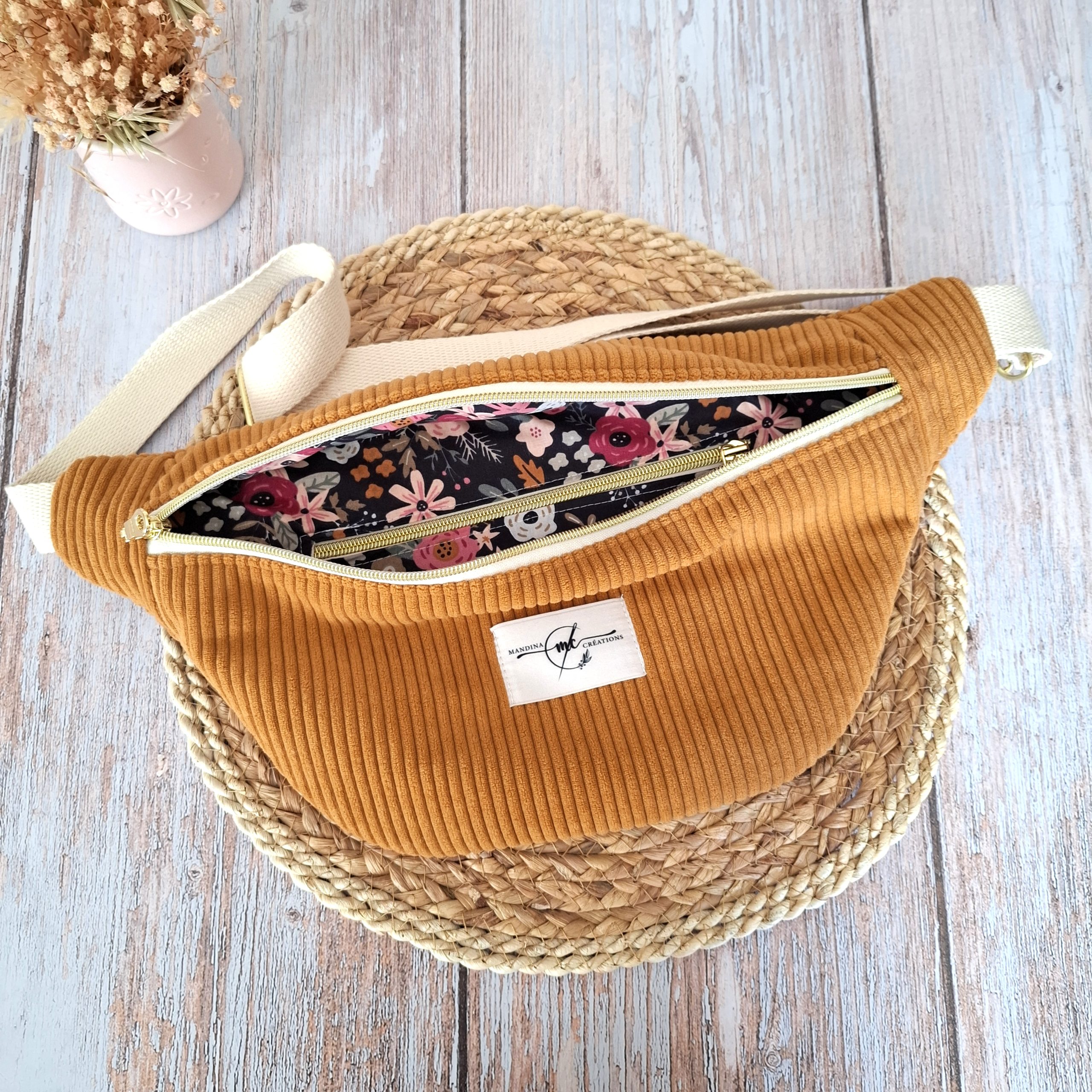 sac banane velours côtelé huggy camel
