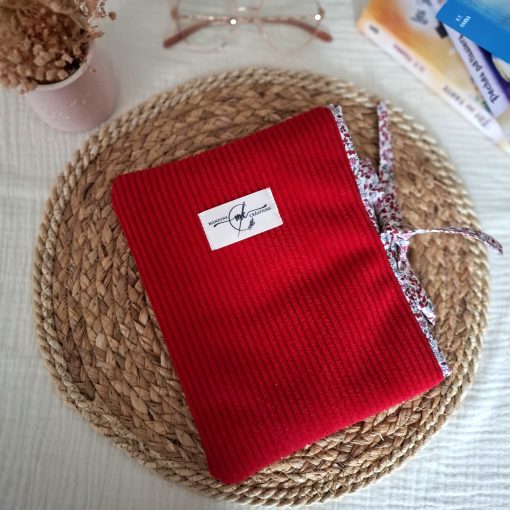 pochette pour livre de poche velours côtelé huggy tomate