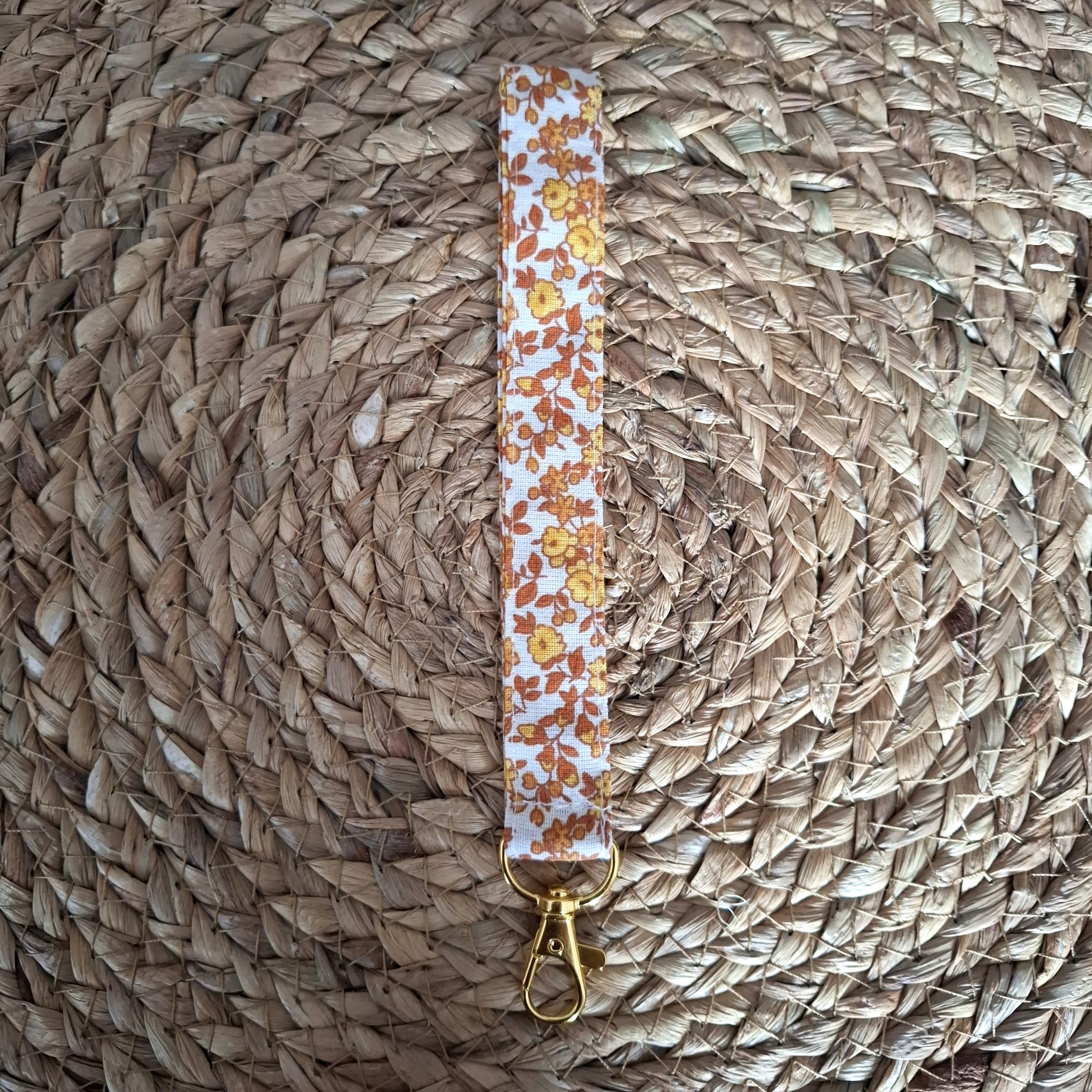 Porte clé dragonne tissus Léonie jaune