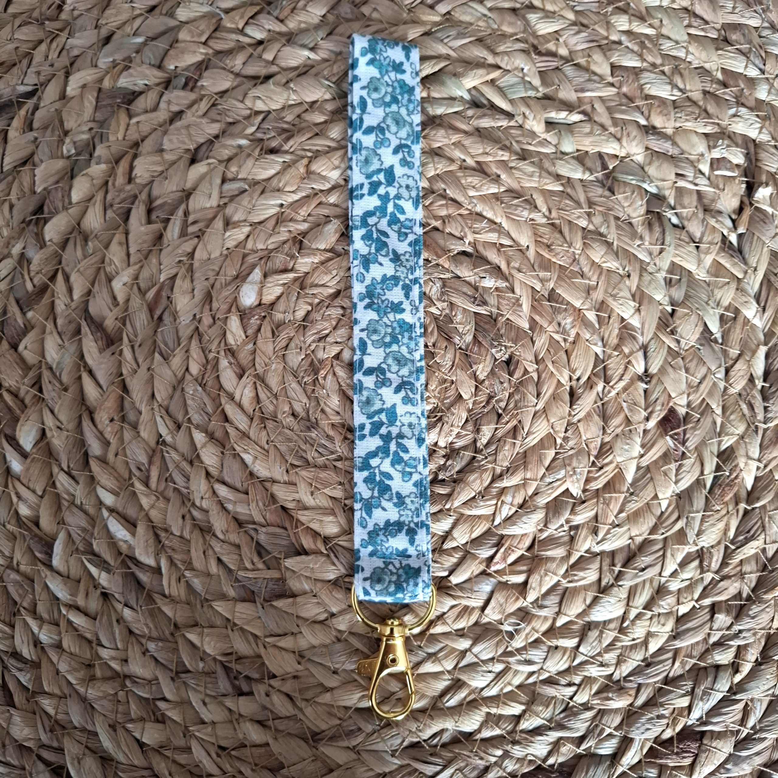 Porte clé dragonne tissus Léonie vert