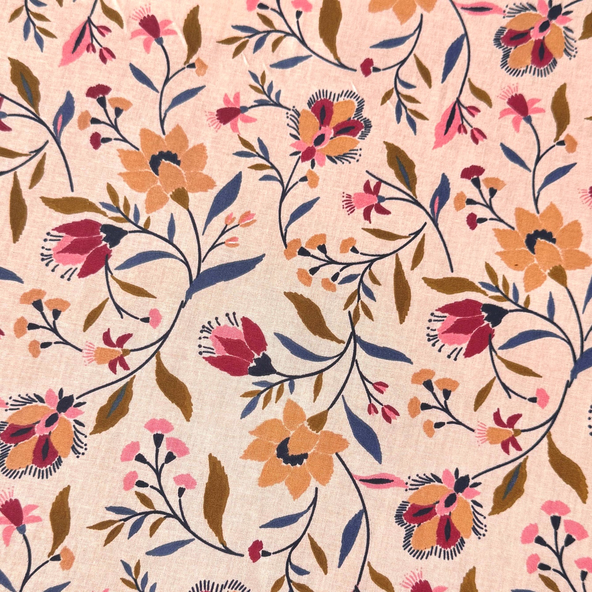 Tissu coton fleurs Evelyne