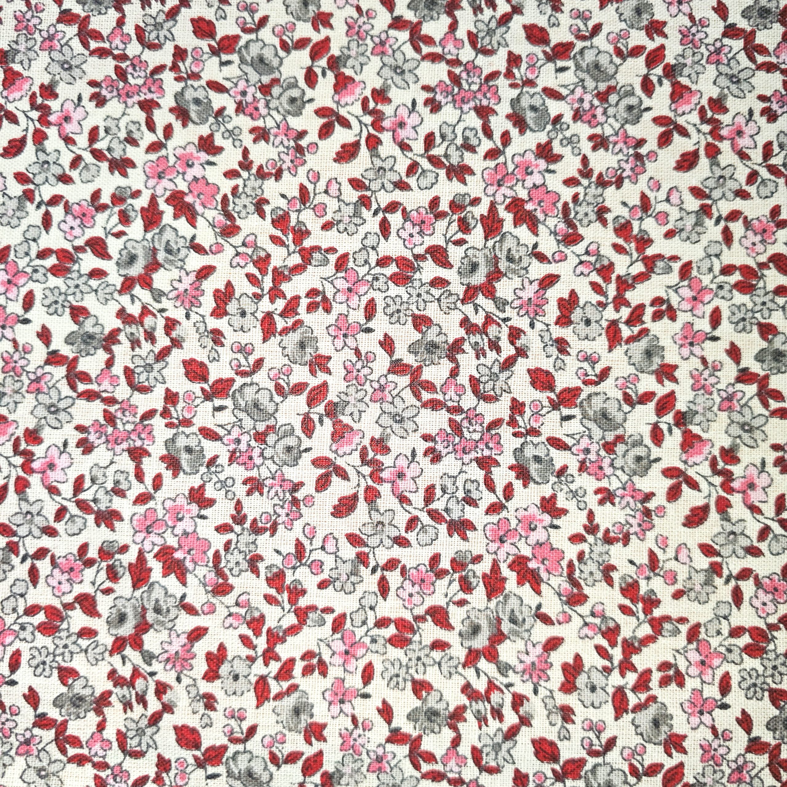 Coton petites fleurs rouge- léonie