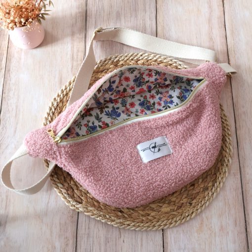 sac banane bouclette rose