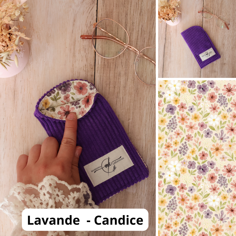 étui à lunette velours cotelé lavande candice