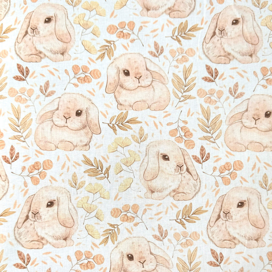 Tissus coton motif lapins béliers nains
