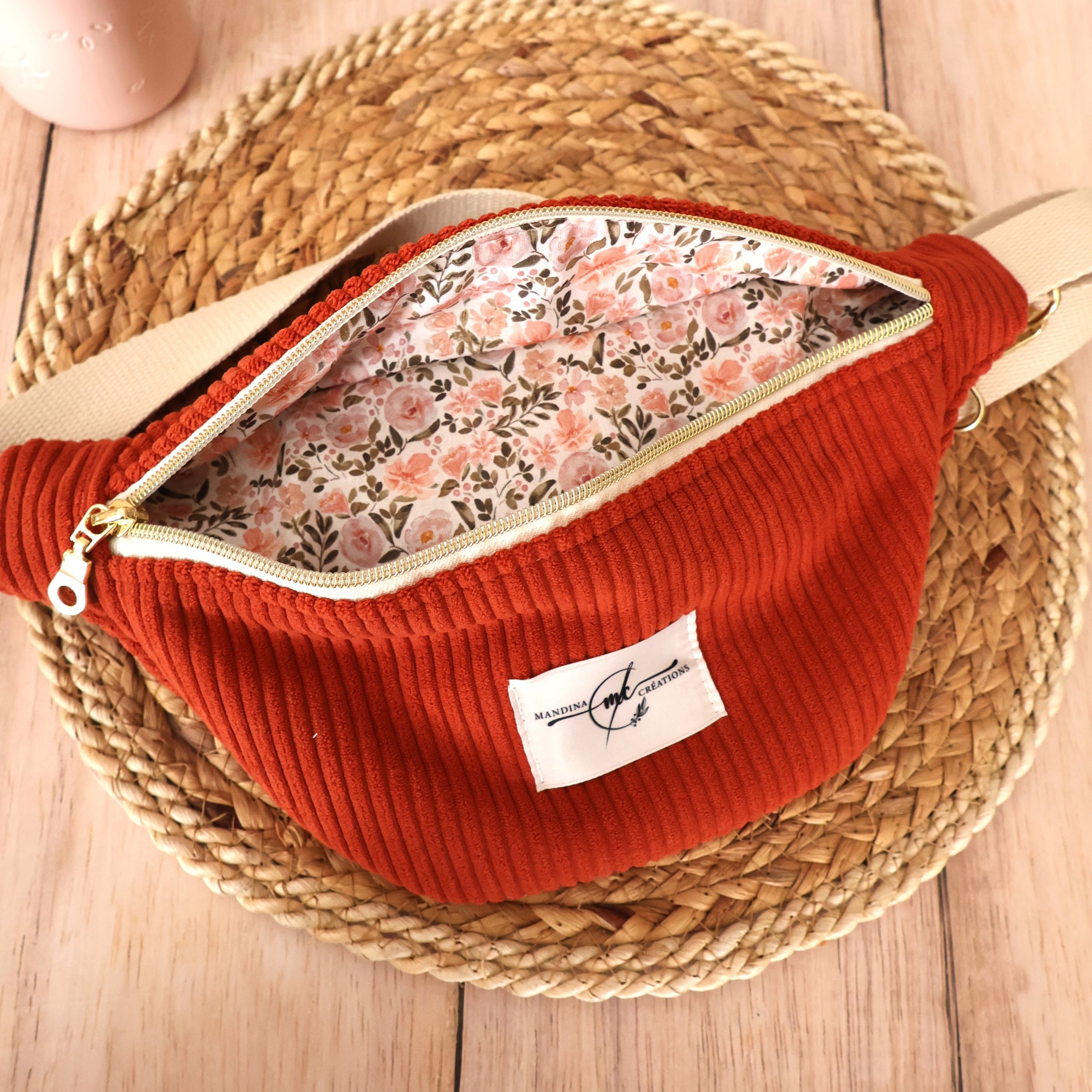 sac banane standard velours côtelé huggy terracotta camille
